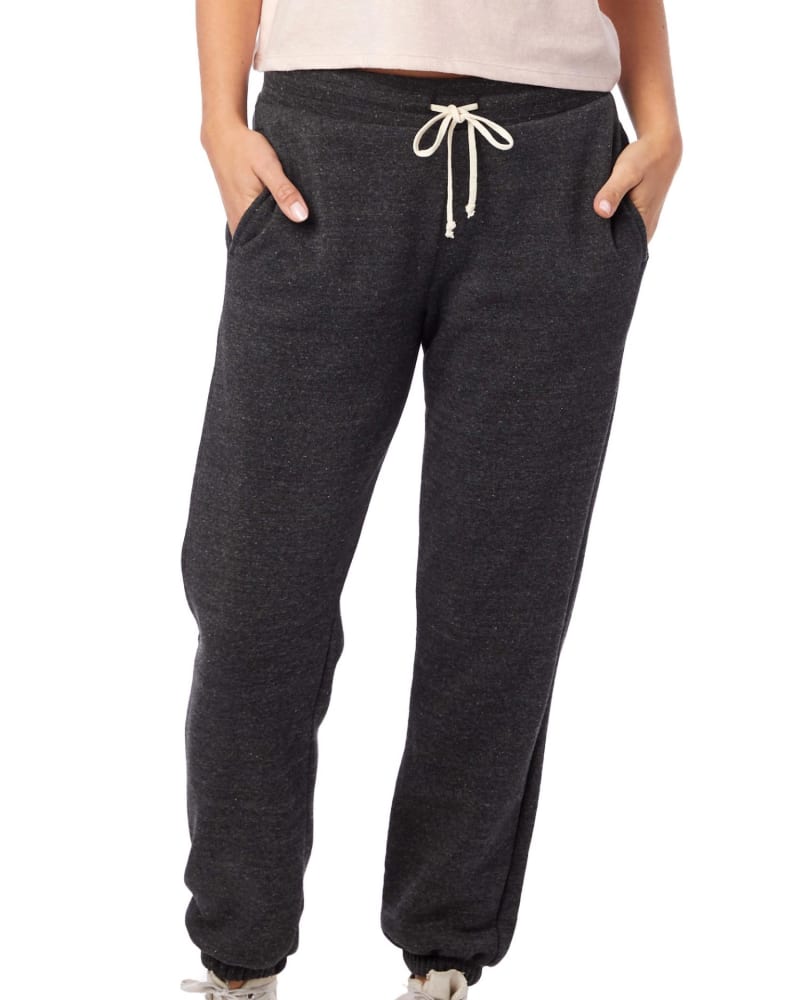 Front of a model wearing a size L Classic Sweatpant in Eco Black in Eco Black by ALTERNATIVE. | dia_product_style_image_id:338083